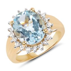 2.42 ctw Genuine Blue Topaz and White Topaz .925 Sterling Silver Ring