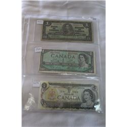 Canada One Dollar Bills (3)