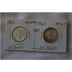 Canada Twenty-five Cent Coins (2)