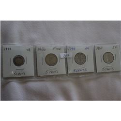 Canada Five Cent Coins (4)