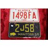 Image 1 : Alaska Farm License Plate & a 1958 Manitoba License Plate