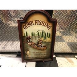 NO RESERVE GONE FISHING SIGN