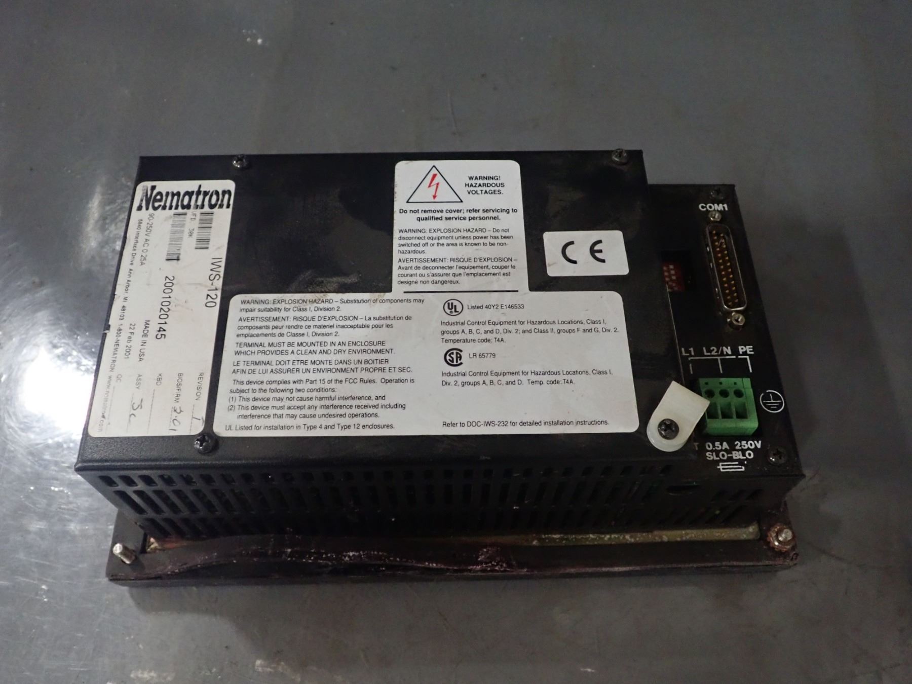 Nematron Operator Interface Panel, M/N: IWS-120