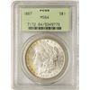 Image 1 : 1887 $1 Morgan Silver Dollar Coin PCGS MS64 Old Green Holder Nice Toning