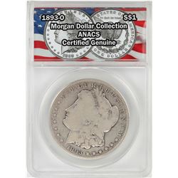 1893-O $1 Morgan Silver Dollar Coin ANACS Certified Genuine
