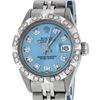 Image 2 : Rolex Ladies Stainless Steel Blue Pyramid Diamond Datejust Wristwatch