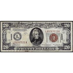 1934A $20 Hawaii WWII Emergency Issue Federal Reserve Notes