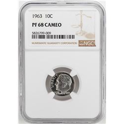 1963 Proof Roosevelt Dime Coin NGC PF68 Cameo