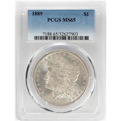 1889 $1 Morgan Silver Dollar Coin PCGS MS65