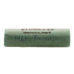 Original Bank Roll of (50) Brilliant Uncirculated 1961-D Roosevelt Dimes