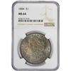 Image 2 : 1884 $1 Morgan Silver Dollar Coin NGC MS64 Amazing Toning