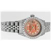 Image 3 : Rolex Ladies Stainless Steel Quickset Orange String Diamond Datejust Wristwatch