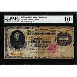 1900 $10,000 Gold Certificate Note Fr.1225h PMG Very Good 10 Net