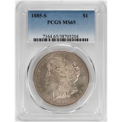 1885-S $1 Morgan Silver Dollar Coin PCGS MS65