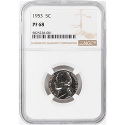 1953 Proof Jefferson Nickel Coin NGC PF68