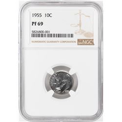 1955 Proof Roosevelt Dime Coin NGC PF69