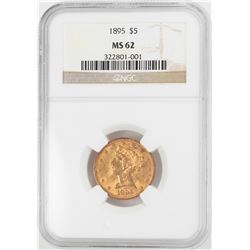 1895 $5 Liberty Head Half Eagle Gold Coin NGC MS62