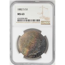 1882-S $1 Morgan Silver Dollar Coin NGC MS63 Amazing Toning