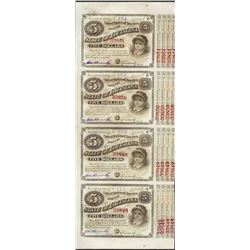 Uncut Sheet of (4) State of Louisiana Baby Bond Obsolete Notes