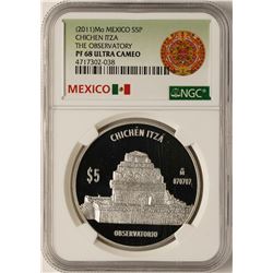2011 Mexico 5 Pesos Chichen Itza Commemorative Silver Coin NGC PF68 Ultra Cameo