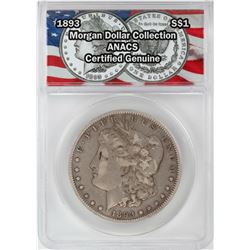 1893 $1 Morgan Silver Dollar Coin ANACS Certified Genuine