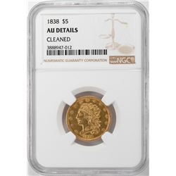 1838 $5 Classic Head Half Eagle Gold Coin NGC AU Details