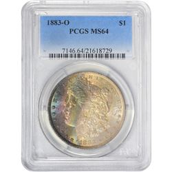 1883-O $1 Morgan Silver Dollar Coin PCGS MS64 Amazing Toning