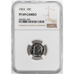 1963 Proof Roosevelt Dime Coin NGC PF69 Cameo