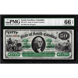 1872 $50 State of South Carolina Revenue Bond Obsolete Note PMG Gem Uncirculated 66EPQ