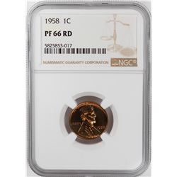 1958 Proof Lincoln Wheat Cent Coin NGC PF66RD