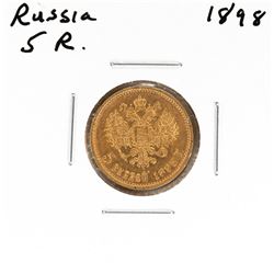 1898 Russia 5 Roubles Gold Coin