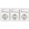 Image 1 : Lot of (3) Mexico 1 Onza Silver Libertad Coins NGC MS66