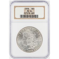 1898 $1 Morgan Silver Dollar Coin NGC MS64