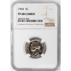 1964 Proof Jefferson Nickel Coin NGC PF68 Cameo