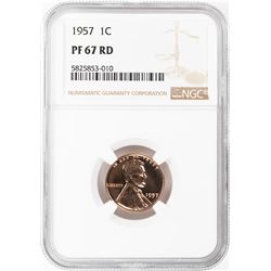 1957 Proof Lincoln Wheat Cent Coin NGC PF67RD