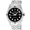 Image 1 : Rolex Mens Stainless Steel Slate Black Diamond & Sapphire Datejust Wristwatch