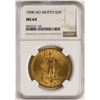 Image 1 : 1908 $20 No Motto Saint Gaudens Double Eagle Gold Coin NGC MS64