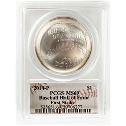 2014-P $1 Baseball Hall of Fame Silver Coin PCGS MS69 First Strike Cassie McFarland