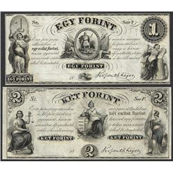Lot of 1800's $1 Egy Forint and $2 Ket Forint Obsolete Notes