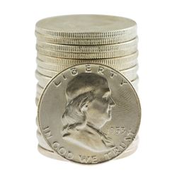 Roll of (20) Brilliant Uncirculated 1953-D Franklin Half Dollar Coins