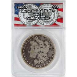 1893-S $1 Morgan Silver Dollar Coin ANACS Certified Genuine