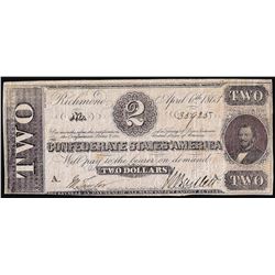 1863 $2 Confederate States of America Note