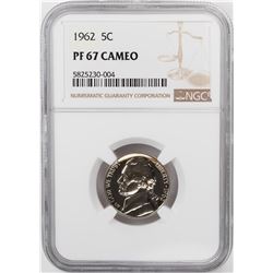 1962 Proof Jefferson Nickel Coin NGC PF67 Cameo