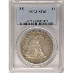 1841 $1 Seated Liberty Silver Dollar Coin PCGS XF45