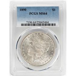 1890 $1 Morgan Silver Dollar Coin PCGS MS64