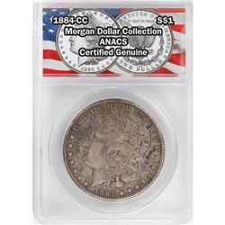 1884-CC $1 Morgan Silver Dollar Coin ANACS Certified Genuine