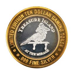 .999 Silver Treasure Island Las Vegas $10 Casino Gaming Token Limited Edition