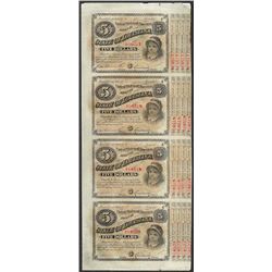Uncut Sheet of (4) State of Louisiana Baby Bond Obsolete Notes