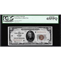 1929 $20 Federal Reserve Bank Note Chicago Fr.1870-G PCGS Gem New 65PPQ