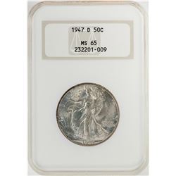 1947-D Walking Liberty Half Dollar Coin NGC MS65